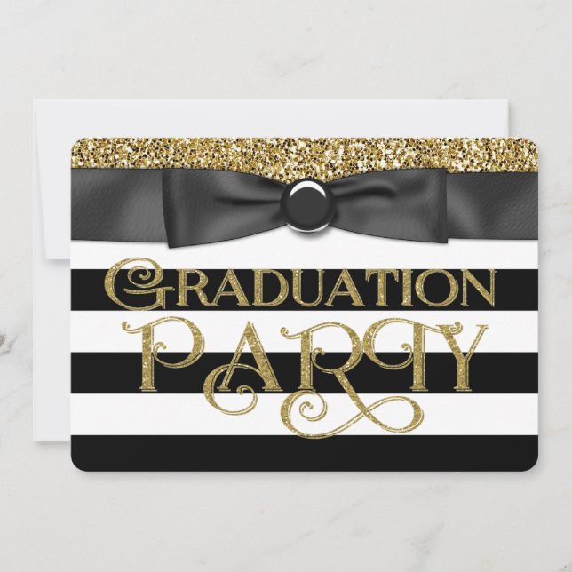 Gold Glitter Class of 2015 Graduation Invitation (Front)