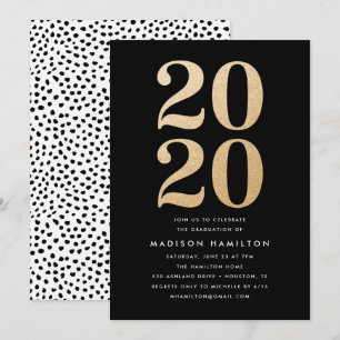 Gold Glitter Class of 2020   Graduation Party Invitation