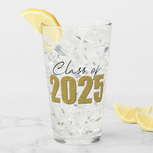 Gold Glitter Class of 2025 Glass