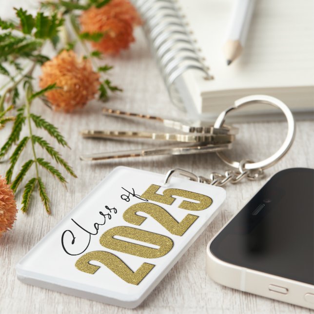 Gold Glitter Class of 2025 Key Ring (Front Right)