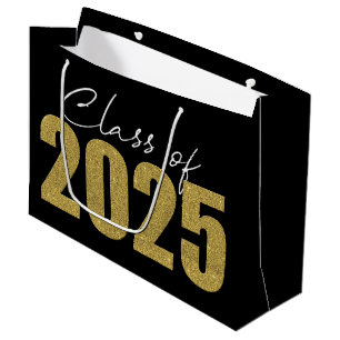Gold Glitter Class of 2025 Large Gift Bag