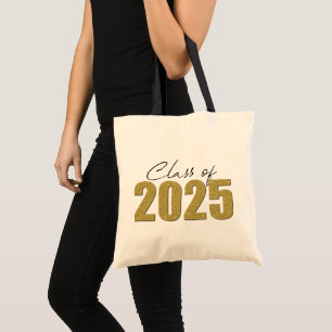 Gold Glitter Class of 2025 Tote Bag
