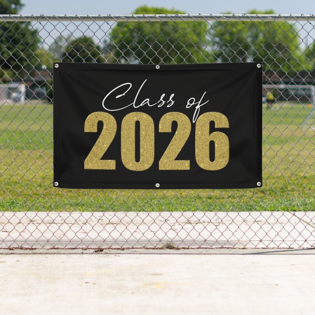 Gold Glitter Class of 2026 Banner (Insitu)