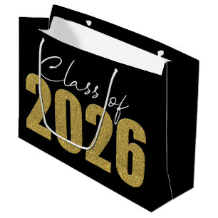 Gold Glitter Class of 2026 Large Gift Bag