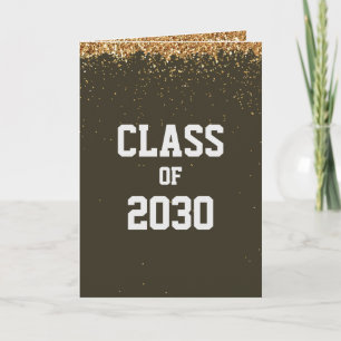 Gold Glitter Class of Graduation Card