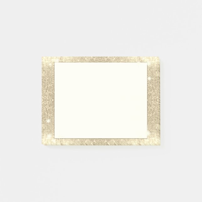 Gold Glitter Classic Glamour Sparkle Faux Post-it Notes (Front)