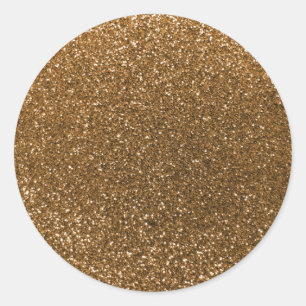 Gold glitter classic round sticker