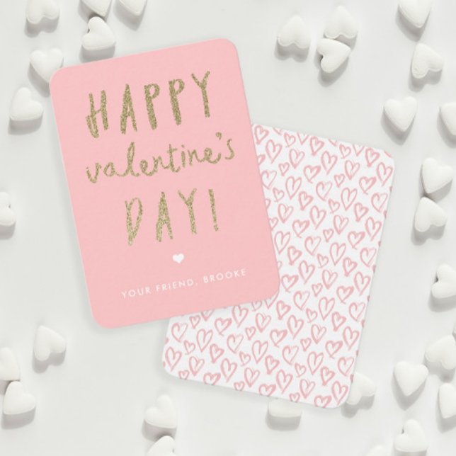 Gold Glitter Classroom Happy Valentine’s Day Invitation (Creator Uploaded)