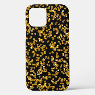 Gold Glitter Confetti and Black iPhone 12 Pro Case