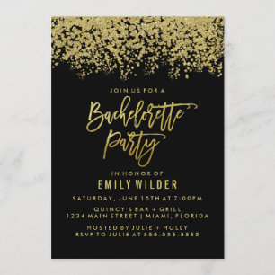 Gold Glitter Confetti Bachelorette Party Invitation