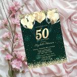 Gold Glitter Confetti Balloons Green 50th Birthday Invitation<br><div class="desc">A modern, chic and glamourous glitter confetti, and balloons on a green background. To change details, click «Details». To move the text or change the size, font, or colour, click «Edit using Design Tool». View the collection link on this page to see all of the matching items in this beautiful...</div>