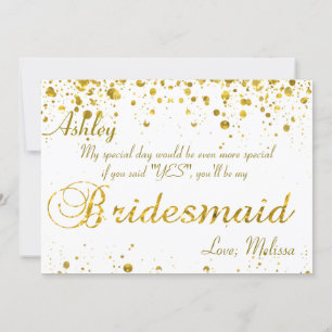 Gold Glitter Confetti Be My Bridesmaid Invitation