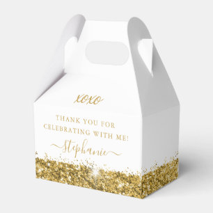 Gold Glitter Confetti Birthday Mitzvah Thank You Favour Box