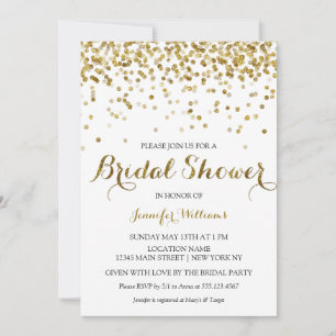 Gold Glitter Confetti Bridal Shower Invitation
