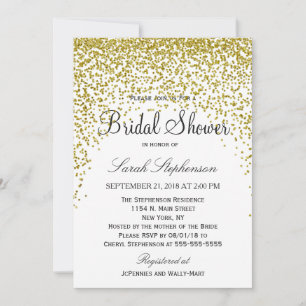 Gold Glitter Confetti Bridal Shower Invitations