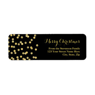 Gold Glitter Confetti Christmas Address Label Return Address Label