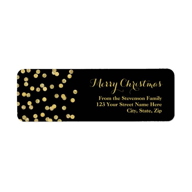 Gold Glitter Confetti Christmas Address Label Return Address Label (Front)