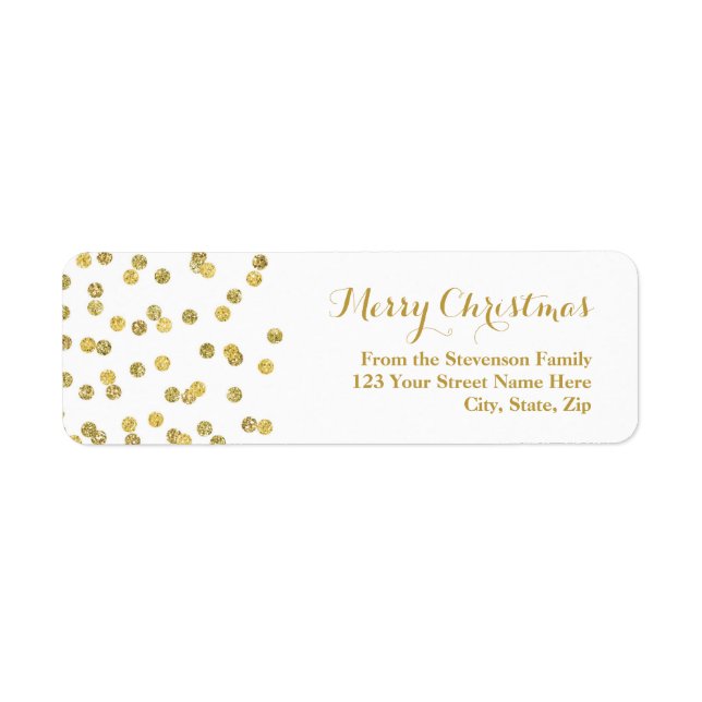 Gold Glitter Confetti Christmas Address Label Return Address Label (Front)