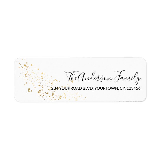 Gold glitter confetti Christmas return address Label (Front)