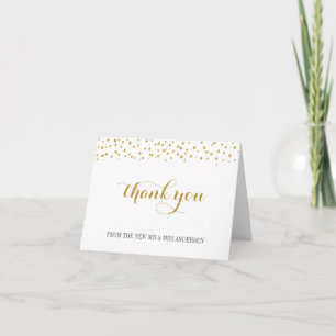 Gold Glitter Confetti Custom Photo Thank You Card