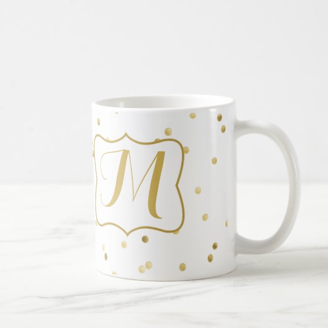 Gold Glitter Confetti Dot Polka Coffee Cup Mug (Right)