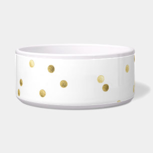 Gold Glitter Confetti Dot Polka Dog Pet Food Bowl