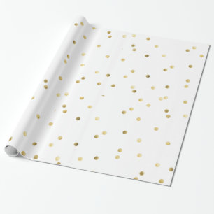 Gold Glitter Confetti Dot Polka Wrapping Paper