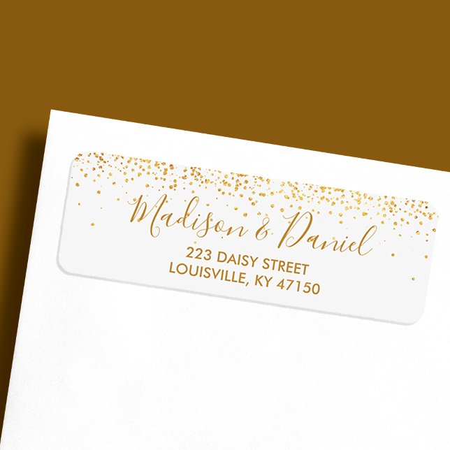 Gold Glitter Confetti Elegant Wedding Address Return Address Label (Creator Uploaded)