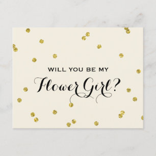Gold Glitter Confetti Flower Girl Invitation