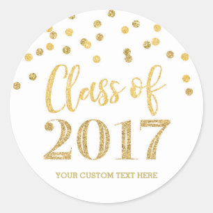 Gold Glitter Confetti Graduation 2017 Classic Round Sticker