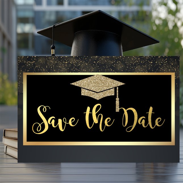 Gold Glitter Confetti Graduation Save The Date (Creator Uploaded)