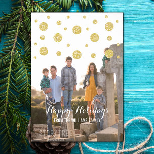 Gold Glitter Confetti Holiday Photo Card