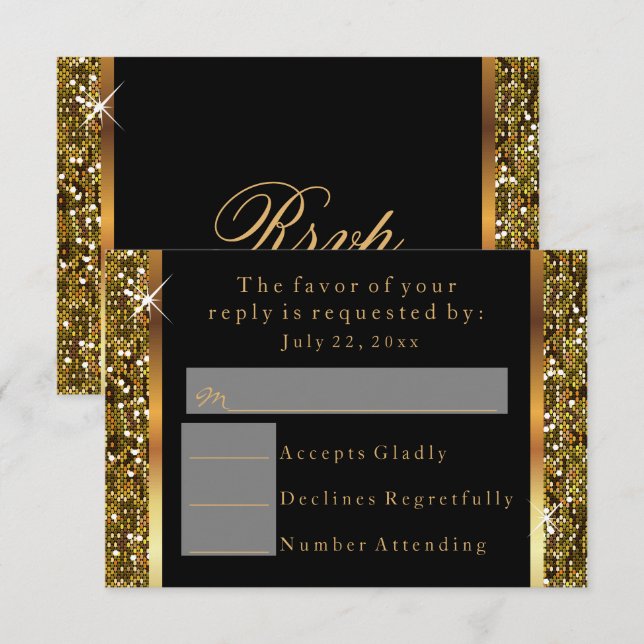Gold Glitter Confetti Invitation (Front/Back)