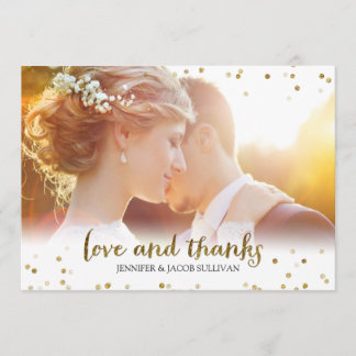 Gold Glitter Confetti Love and Thanks Photo Card