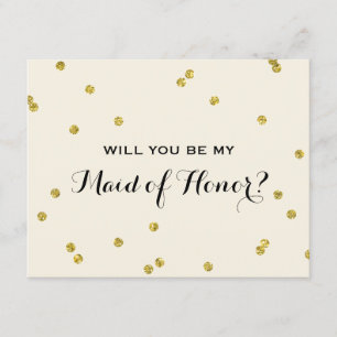 Gold Glitter Confetti   Maid Of Honour Invitation