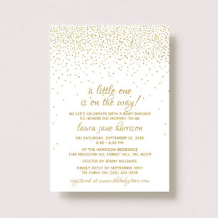 Gold Glitter Confetti Neutral Baby Shower Invitation