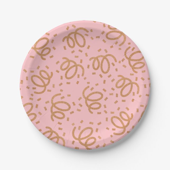 Gold Glitter Confetti Paper Plates (Front)