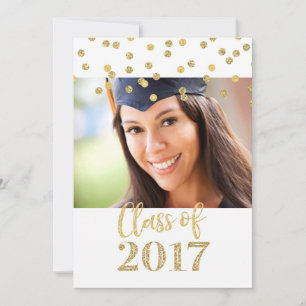 Gold Glitter Confetti Photo Graduation Party Invitation