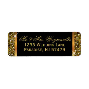 Gold Glitter Confetti Return Address Label