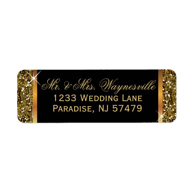 Gold Glitter Confetti Return Address Label (Front)