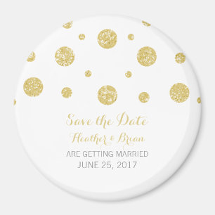 Gold Glitter Confetti Save the Date Magnet