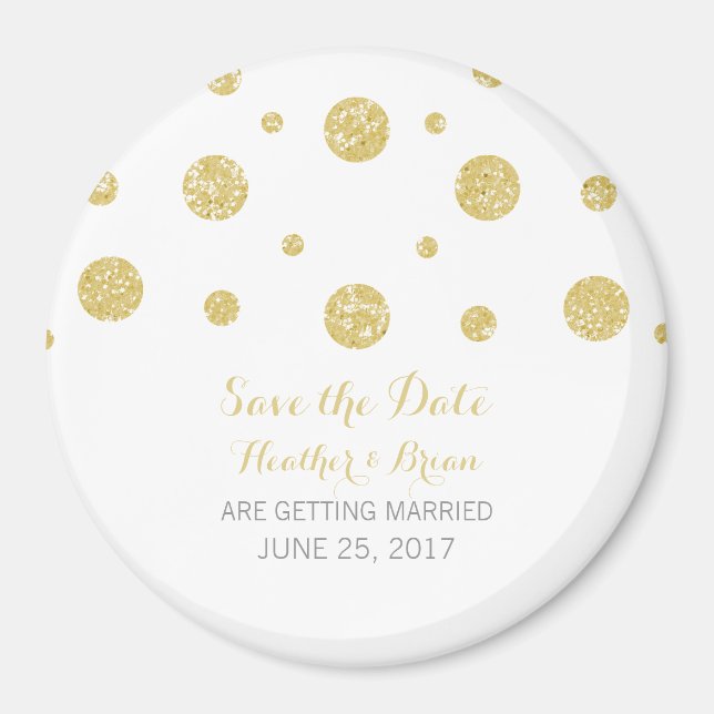 Gold Glitter Confetti Save the Date Magnet (Front)