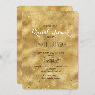 Gold glitter confetti sparkle bridal shower invitation
