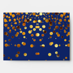Gold Glitter Confetti Sparkles Blue Envelope