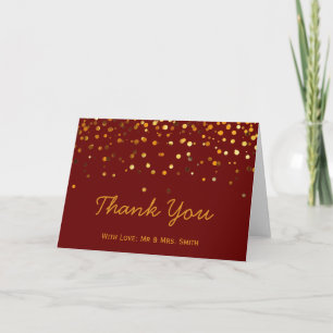 Gold Glitter Confetti Sparkles Brown Thank You Card