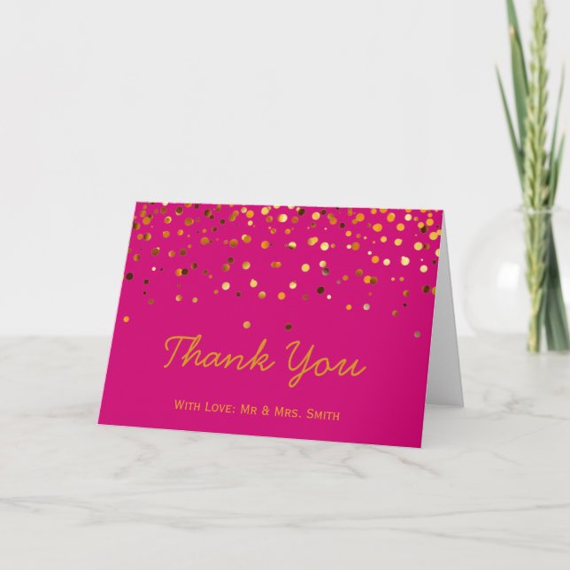 Gold Glitter Confetti Sparkles Pink Thank You (Front)