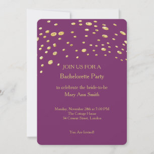 Gold Glitter Confetti Sparkles Purple Bachelorette Invitation