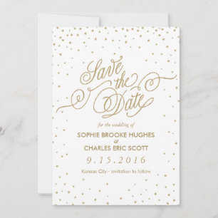 Gold Glitter Confetti Stars Fancy Save the Date