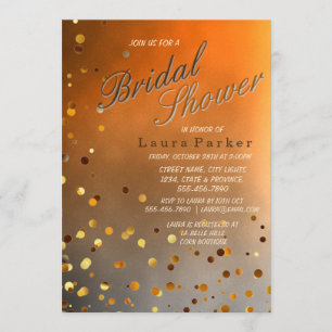 Gold Glitter Confetti sunset Bridal Shower Wedding Invitation