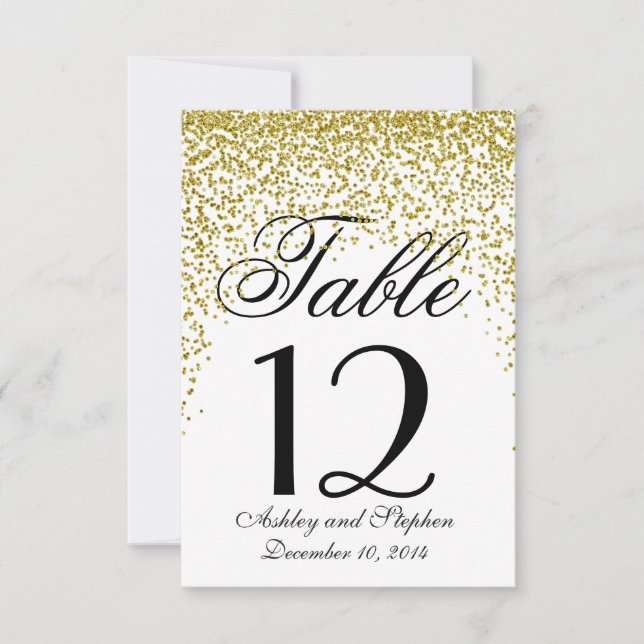 Gold Glitter Confetti Table Numbers (Front)